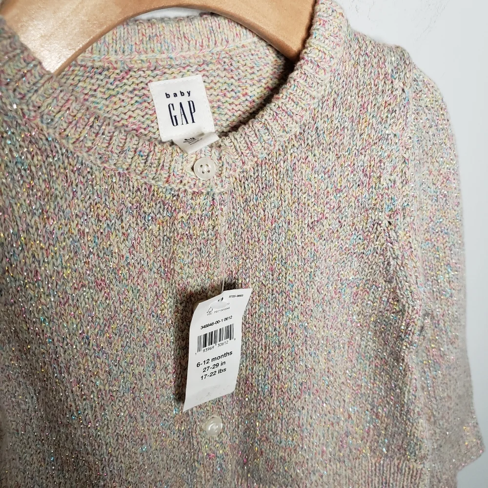 NWT Baby Gap 6-12m Baby Girl Rainbow Metallic Strand Cardigan Sweater